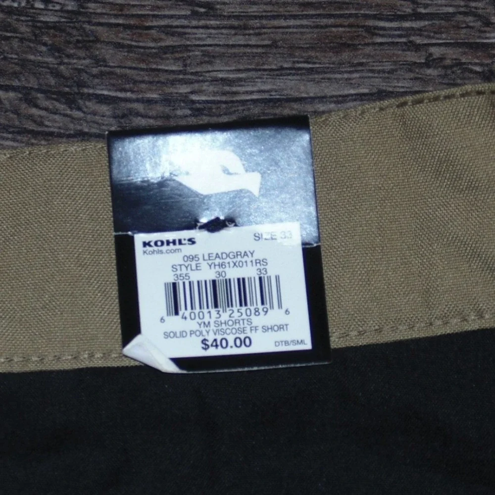 Tony Hawk Flat Front Shorts Mens 33 Khaki Tan New Solid Poly Viscose Skate